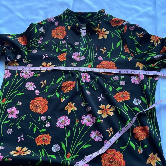 Vintage 80s Floral retro Flowy Babydoll Blouse - Picture 12 of 13